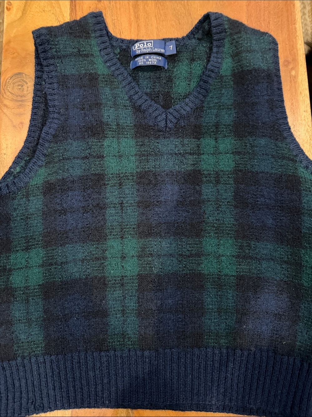 NWOT Ralph Lauren Plaid Wool V-Neck Sweater Vest